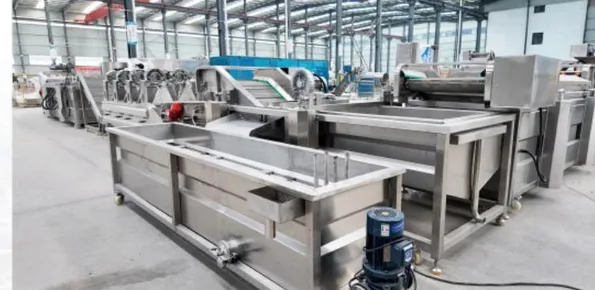 Stainless food processing equipment preparation area